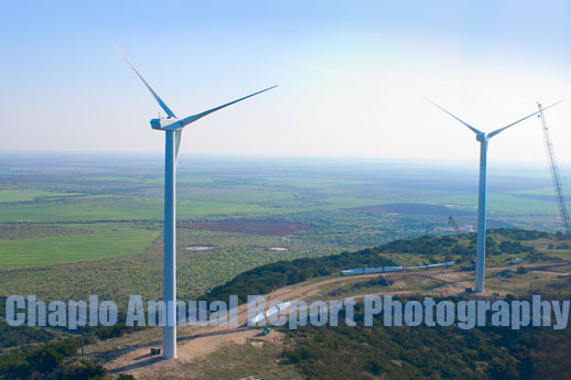 Wind generators green energy Oil & Gas GlobalSanteFe Headquarters, Houston, OK: The world-class oil and gas exploration and drilling company HQ as photographed with digital camera by Paul Chaplo, Annual Report Photographer. PHOTO:2014 paulchaplo.com